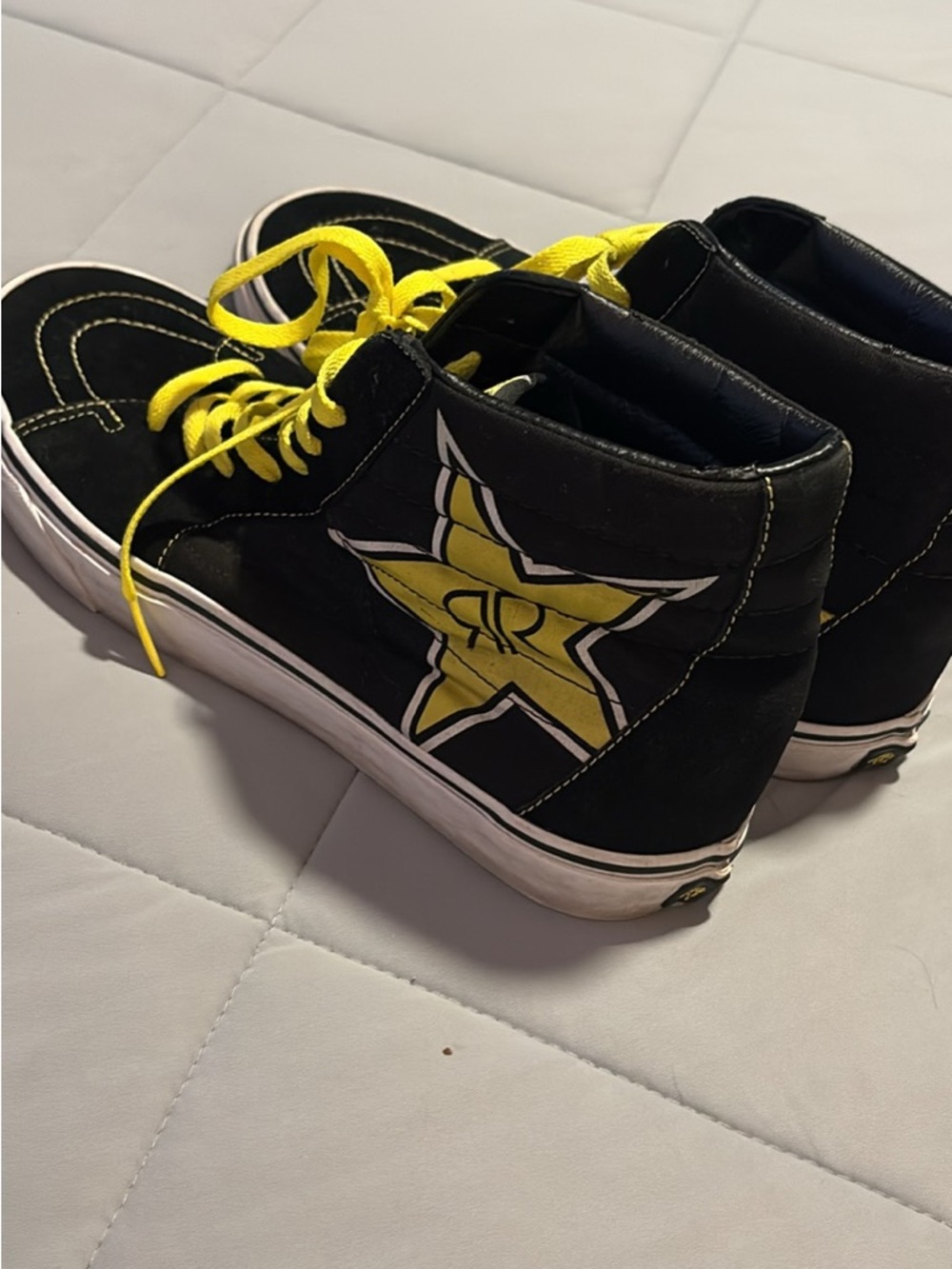Rockstar Vans High Tops, size 13 - Black & Yellow